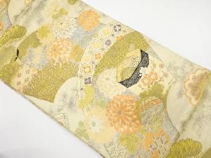 アンティーク　地紙に貝桶・花模様織り出し丸帯（材料）